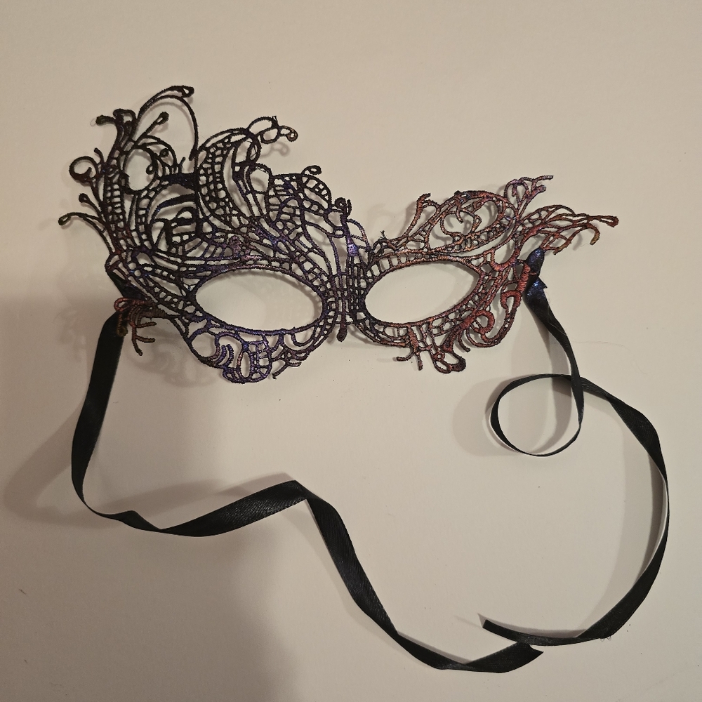 HANDCRAFTED Upcycled Lace Eye Mask HANDPAINTED Festival Mask Comic Con Sexy Fun